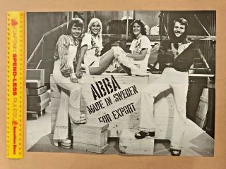 Vintage 1976 Abba Made In Sweden For Export Aussie Photo Poster Fan Club? Exc