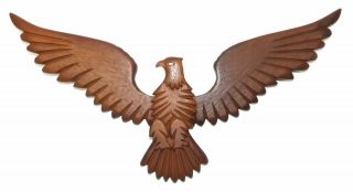 Vintage Handmade Wooden Eagle Wall Decoration Plaque With Wings Spread