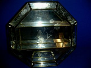 Vintage Brass And Glass Jewelry Trinket Box Curio Display Case 12 " X 12 " Octagon
