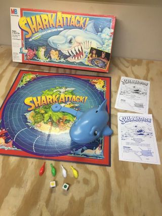 Vintage Shark Attack Board Game Milton Bradley 1988 Complete Euc