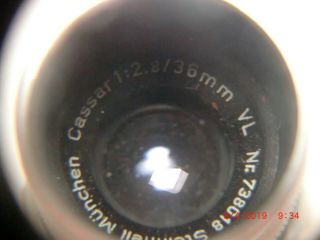Steinheil Cassar 8mm Movie Camera Lense 1:2.  8/36mm VL Nr.  738018 2
