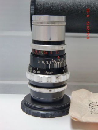 Steinheil Cassar 8mm Movie Camera Lense 1:2.  8/36mm VL Nr.  738018 5
