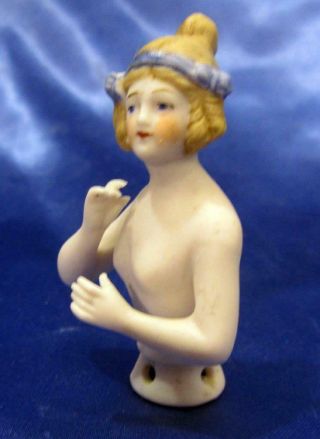 Small Antique German Half Doll - 2 - 1/2 " Outstretched Arms - Nude Small Waist