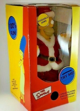 The Simpsons Large Talking And Dancing Homer Simpson Santa 2002 Christmas Vtg