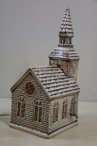 Vintage Handcrafted Musical Lighted Ceramic Church Easter / Christmas Decor