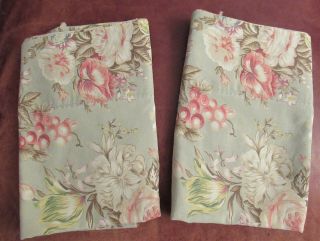 2 Vintage Ralph Lauren Charlotte Sage Green Floral King Pillowcases Cotton