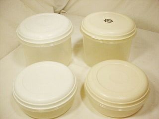 4 Vtg Rubbermaid Servin Saver Round Storage Containers 1.  4 Qt 10 Cups