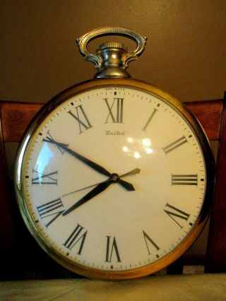 Vtg " Union " Roman Numeral Pocket Watch Style Wall Clock - Great