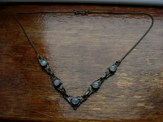 FINE VINTAGE ARTS AND CRAFTS STYLE MOONSTONE STERLING SILVER NECKLACE, 2