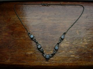 FINE VINTAGE ARTS AND CRAFTS STYLE MOONSTONE STERLING SILVER NECKLACE, 3