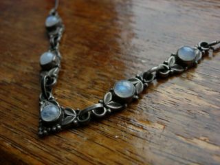 FINE VINTAGE ARTS AND CRAFTS STYLE MOONSTONE STERLING SILVER NECKLACE, 4