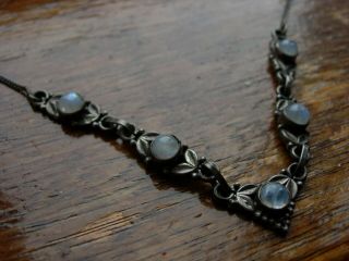 FINE VINTAGE ARTS AND CRAFTS STYLE MOONSTONE STERLING SILVER NECKLACE, 5
