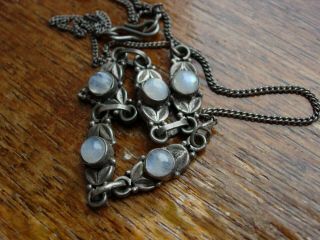 FINE VINTAGE ARTS AND CRAFTS STYLE MOONSTONE STERLING SILVER NECKLACE, 7