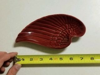 Vintage Red Wing Pottery Maroon Burgundy Wing Shaped Ashtray Dish