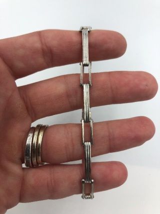Vtg 925 Sterling Silver Modernist Design Link Bracelet