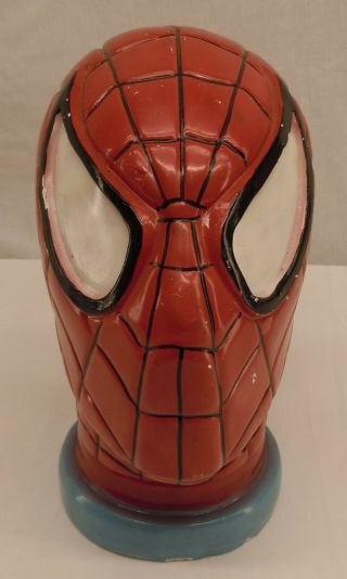 Vintage Painted Ceramic Marvel Spider - Man Character Head / Bust Coin Bank