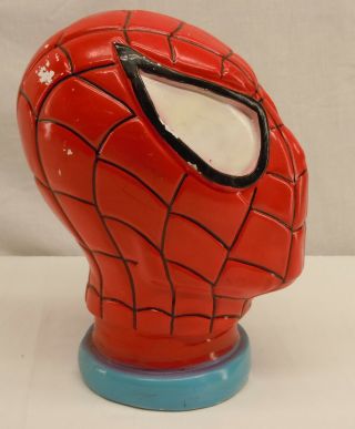 Vintage Painted Ceramic Marvel Spider - Man Character Head / Bust Coin Bank 2