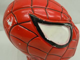 Vintage Painted Ceramic Marvel Spider - Man Character Head / Bust Coin Bank 3