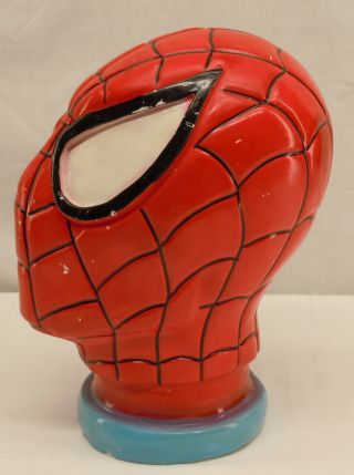 Vintage Painted Ceramic Marvel Spider - Man Character Head / Bust Coin Bank 4
