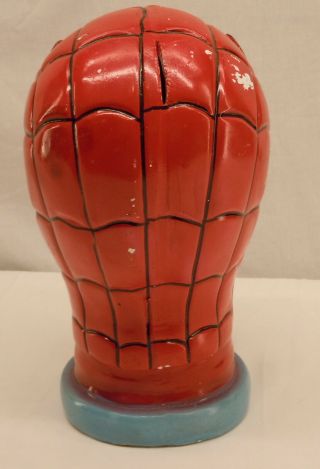 Vintage Painted Ceramic Marvel Spider - Man Character Head / Bust Coin Bank 6