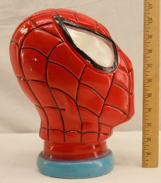 Vintage Painted Ceramic Marvel Spider - Man Character Head / Bust Coin Bank 7