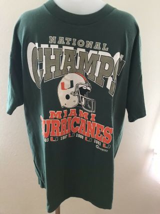Vintage University Of Miami Hurricanes 83,  87,  89,  91,  National Champs Tshirt Xl