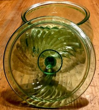VINTAGE URANIUM GLASS GREEN VASELINE CANDY DISH BOWL LIDDED POP ART DECO MCM 5