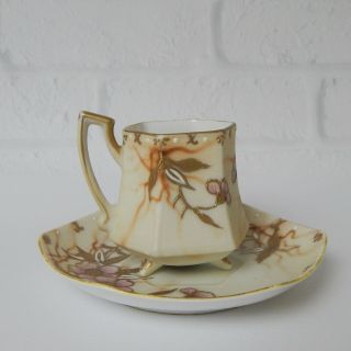 Vintage Shofu China Raised Floral Cup & Saucer Set Hand Painted Occupied Japan
