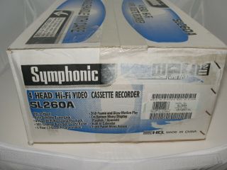 Symphonic Sl260a 4 Head Hi - Fi Stereo Video Cassette Recorder Vcr Vhs Wremote