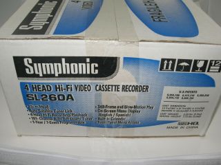 Symphonic SL260A 4 Head Hi - Fi Stereo Video Cassette Recorder VCR VHS wRemote 5