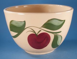 Vtg Watt Pottery Apple 65 Bowl 3 Leaf