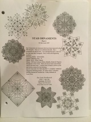 Star Ornaments Sue Lentz Needlework Kit Vintage 1997 Star Snowflake