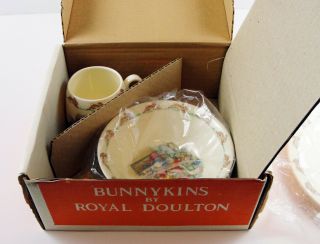 Vintage Bunnykins 3 Pc.  Set Bowl Cup Plate Royal Doulton Childrens 3