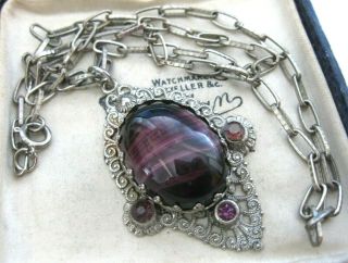 Vintage Jewellery Art Deco Czech Filigree Venetian Glass Crystal Drop Necklace