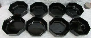Set 8 Vintage Octagon Arcopal Black Amethyst Glass Salad Bowls France S/h