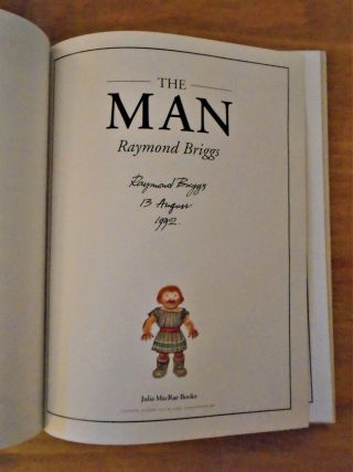 Signed 1st Edition Of The Man By Raymond Briggs.  Snowman.  Father Christmas First