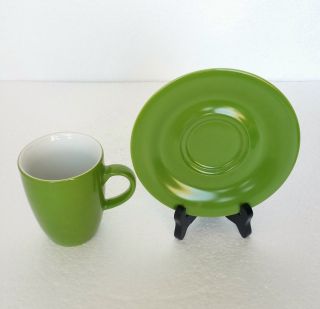 Vintage Kahla Coffee Tea Cup And Saucer Set Green China Stoneware Germany