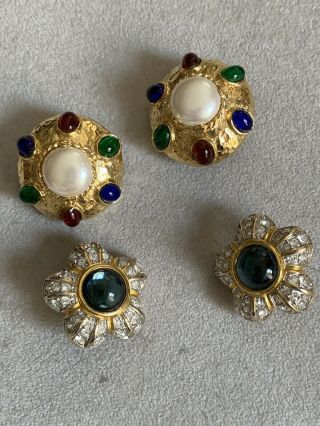 2 Pairs Of Vintage Clip Earings,  One Is Signs Sc