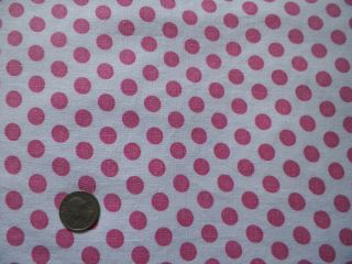 Vtg Feedsack Pink Polka Dots On White Cotton Quilt Doll Dress Fabric 37 " X 41 "