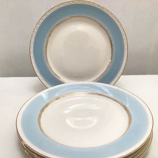 Vintage Homer Laughlin Georgian Baby Blue Eggshell 10” Dinner Plates Set Of 6 Vg