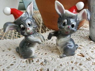 Vintage Kreiss Salt & Pepper Christmas Santa Bunnies Rabbits Anthropomorphic AA, 5