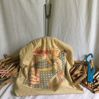 Vintage Clothespin Bag Champion Stay Open Clothes Line Pin Holder,  Clothespins
