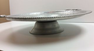 Vintage Rodney Kent Hammered Aluminum Lazy Susan Revolving Pedestal Tray 411 4