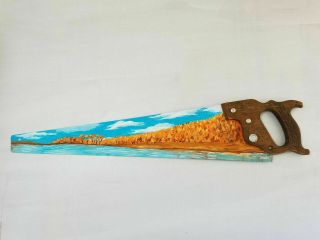 Appalachian Painted Hand Saw Disston Vintage Art Pigeon River Nc Country Decor