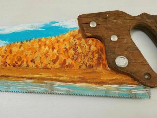 Appalachian Painted Hand Saw Disston Vintage Art Pigeon River NC Country Decor 2