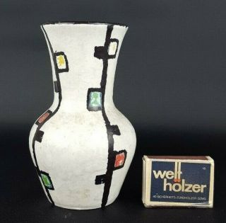 Vintage 1960 ' s - 70 JASBA KERAMIK White Vase West German Pottery Fat Lava Era MCM 2