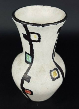 Vintage 1960 ' s - 70 JASBA KERAMIK White Vase West German Pottery Fat Lava Era MCM 3