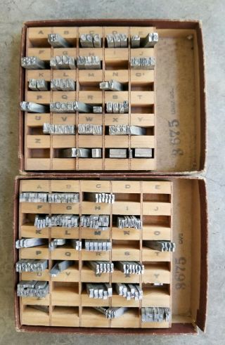 Vintage Letterpress Type Letters Lead Metal Hot Stamp Uppercase Lowercase Serif