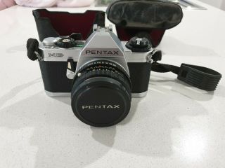 Vintage Pentax Mg Film Camera & Lens - Leather Case - With Manuals