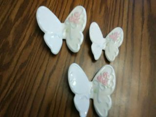 Homco Porcelain Butterfly Set Of Three Wall Decor Vintage Home Interiors